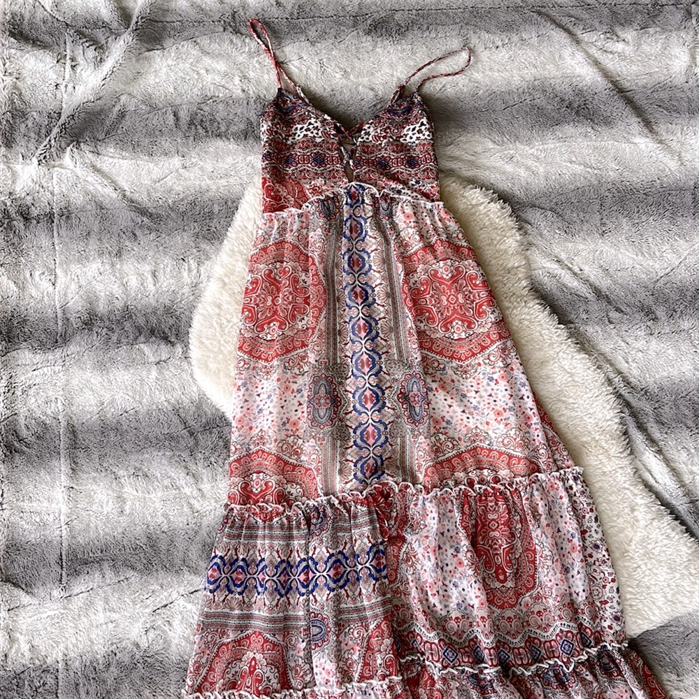 Living Doll Long Flowy Bohemian/Cottagecore Style Dress with Snug Bodice Maxi - Picture 1 of 11